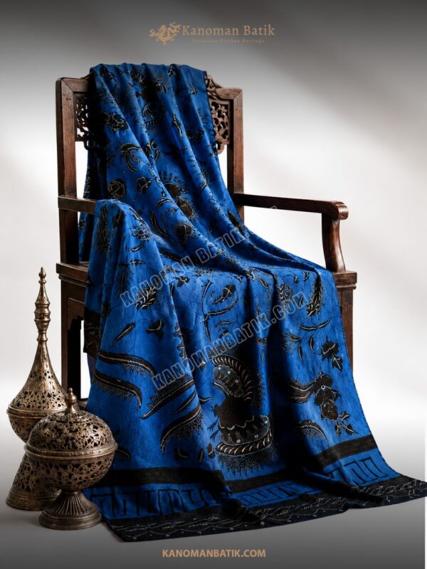 KAIN LOKCAN ANTIK WARNA BIRU MARIN