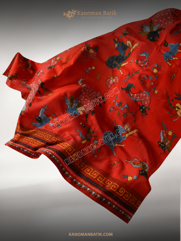 EE3 KAIN PERANAKAN MOTIF SATWA NAGA, BURUNG, KILIN, BARONGSAI