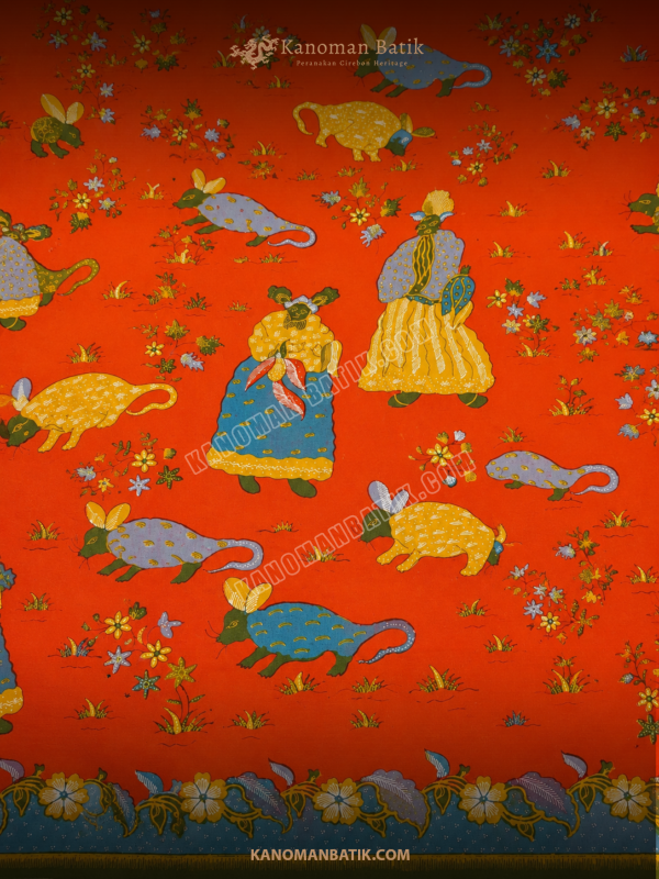 NNN4 SARUNG TULIS PERANAKAN MOTIF JALAN JALAN DI KEBUN
