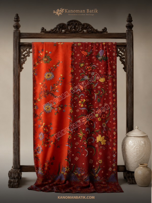 QQQ1 SARUNG TULIS PERANAKAN MOTIF KEMBANG ARANG