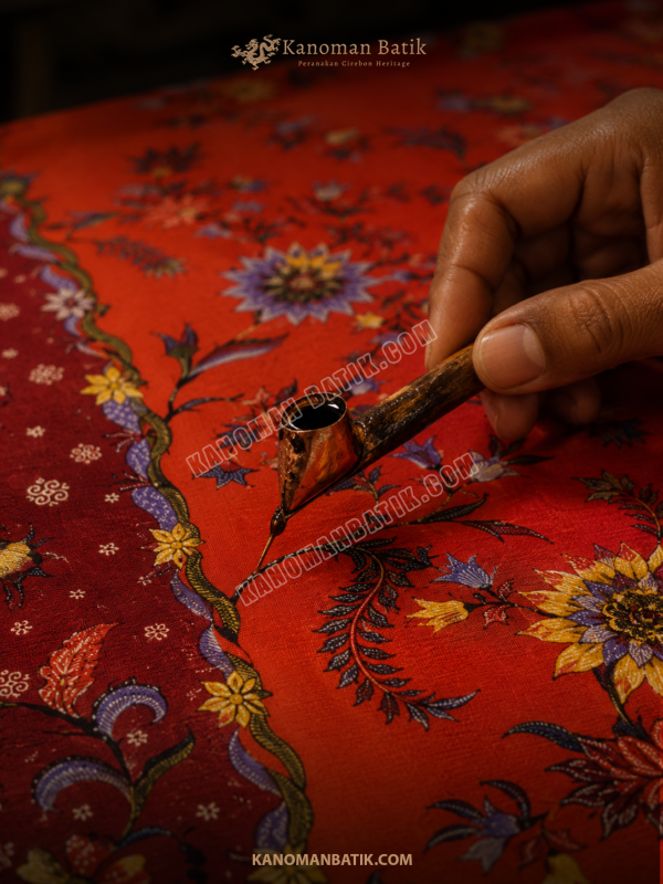 QQQ3 SARUNG TULIS PERANAKAN MOTIF KEMBANG ARANG