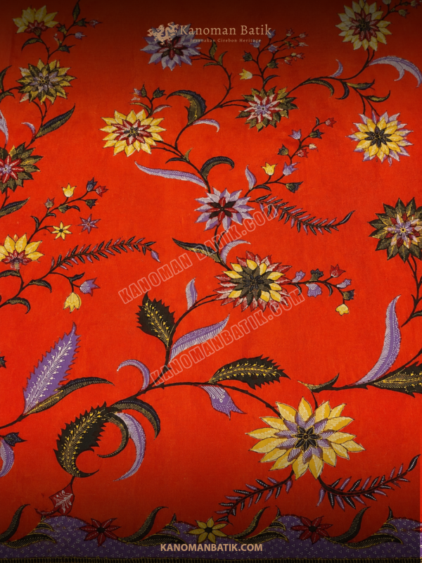 QQQ4 SARUNG TULIS PERANAKAN MOTIF KEMBANG ARANG